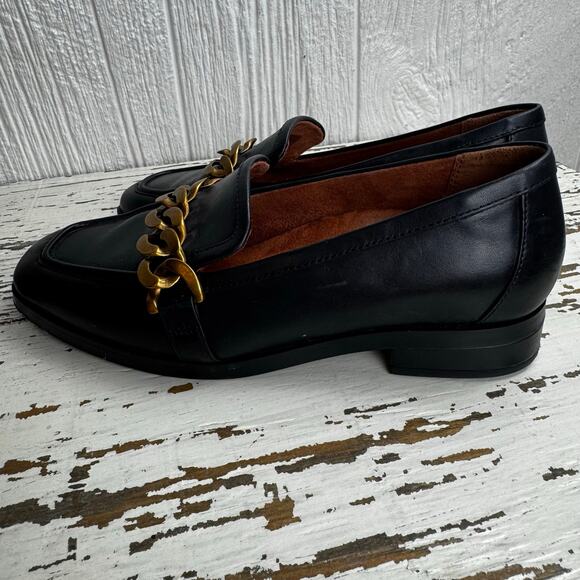 Vionic Mizelle Womens Black Leather Chunky Chain Buckle Loafer Size 6.5 U.K. 4 - Picture 6 of 9